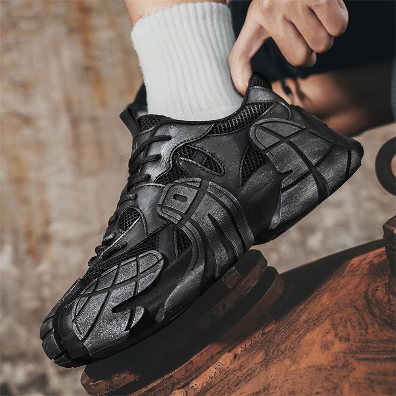 Estación europea zapatos de hombre de cuatro estaciones, zapatos deportivos casuales transpirables de tejido volador de verano, zapatos de suela gruesa para estudiantes de todo fósforo