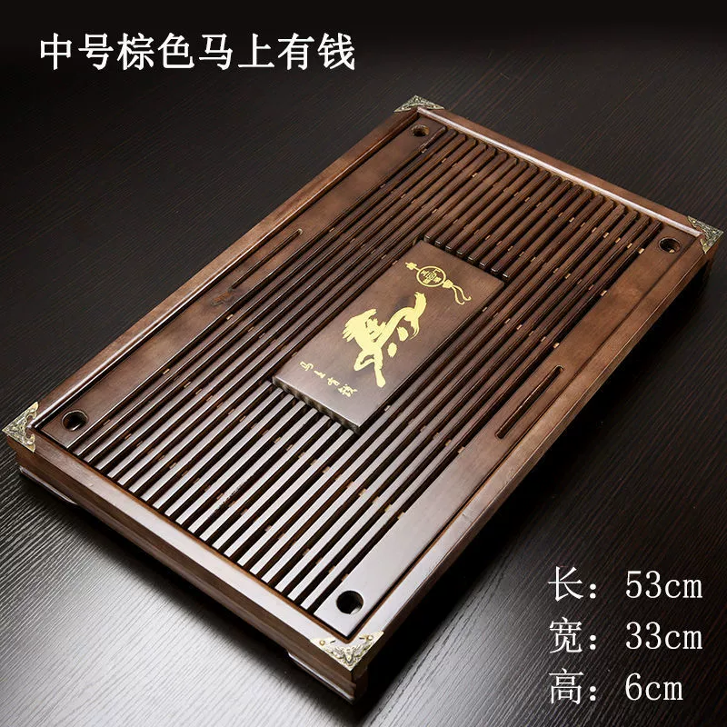 Поднос для чая для домашнего использования, небольшой чайный столик из цельного дерева с выдвижным ящиком, поднос для чайного сервиза кунг-фу, прямоугольный поднос для чая с поддоном Lingyue.