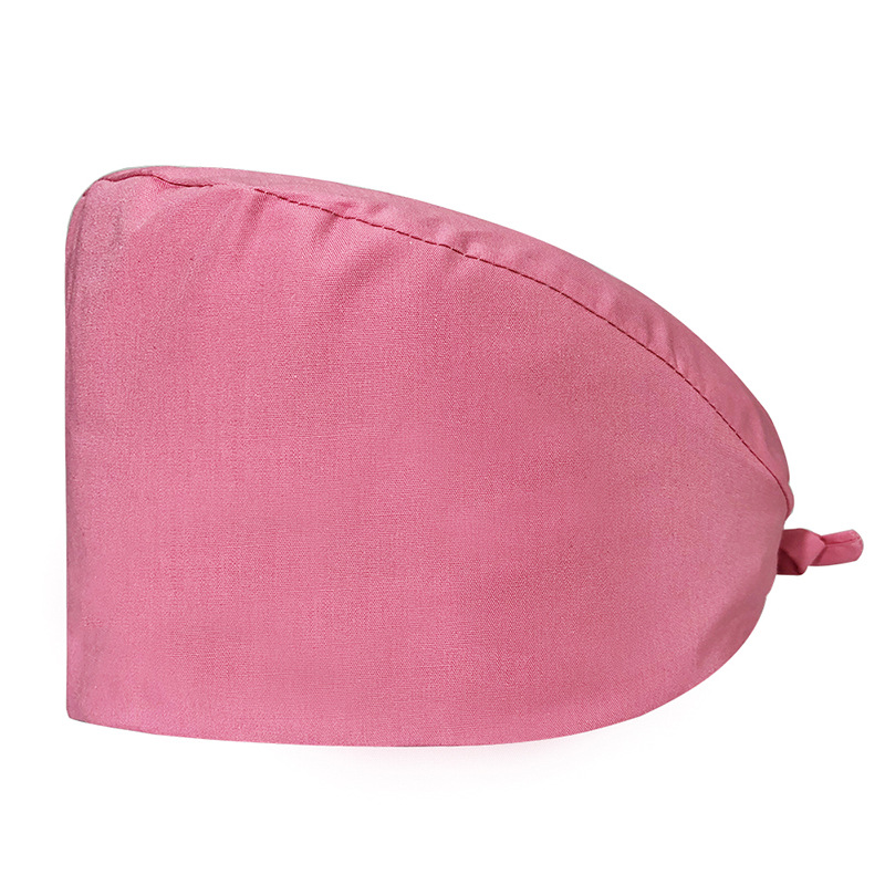 Gorro de Médico de Color Sólido en Poliéster y Algodón, Gorro Médico con Bordado de ECG, Gorro de Trabajo para Cola de Caballo Corta, Gorro Floral en Stock