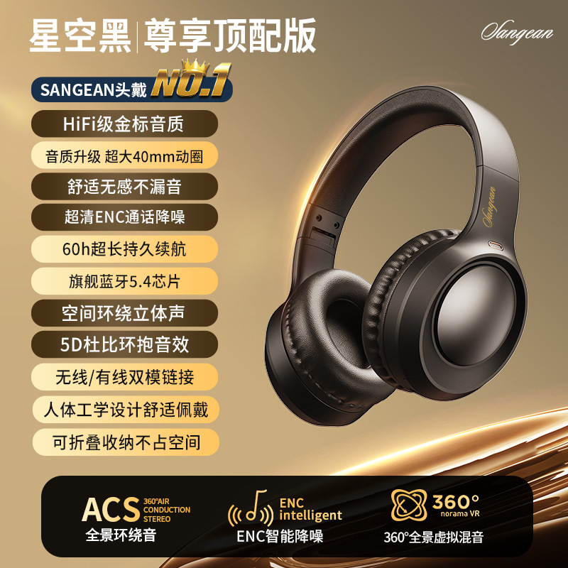山进头戴式无线蓝牙耳机ENC降噪 高音质电脑游戏电竞有线超长续航|undefined