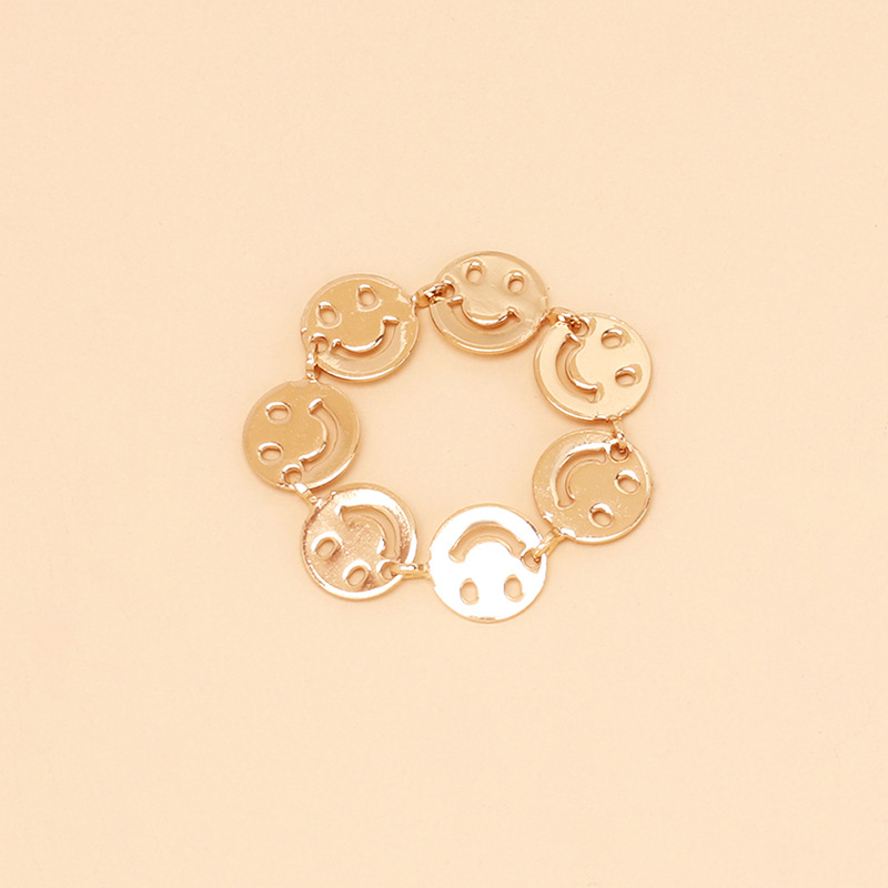 2g Weight Women'S Gender New Fashion Retro Geometric Sequin Smile Joint Ring Wholesale Nihaojewelry 5