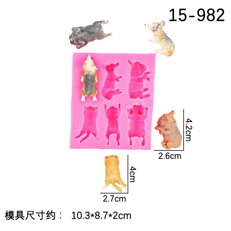 Serie animal perro bulldog gato fondant cake silicona molde DIY joyería hecha a mano llavero Decoración