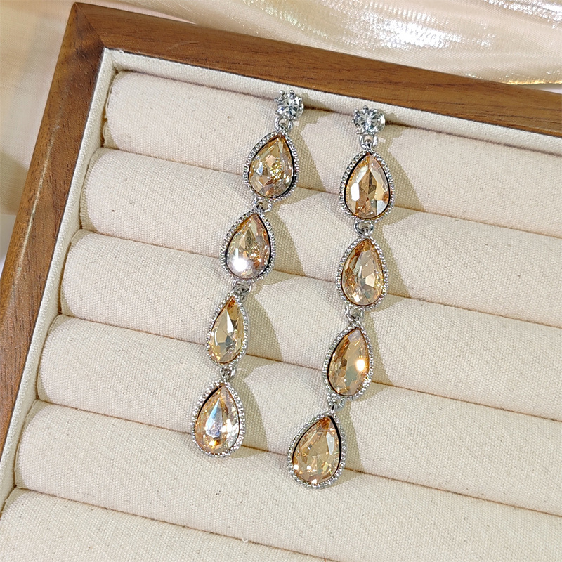 Brand fashionable elegant earrings with zircon drop-shaped