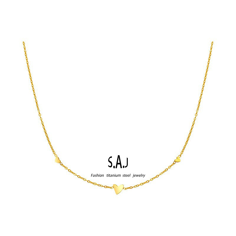 Small Heterosexual Titanium Steel Love Necklace Women's Collarbone Chain 2022 New Summer Student Short Light Luxury Simple Jewelry