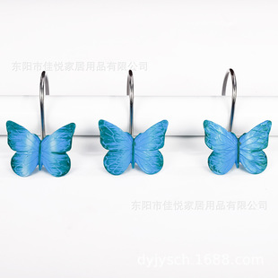 12Pcs Factory Direct Sales Cross-Border Wholesale Butterfly Stainless Steel Single Hook Shower Curtain Hook Curtain Hook