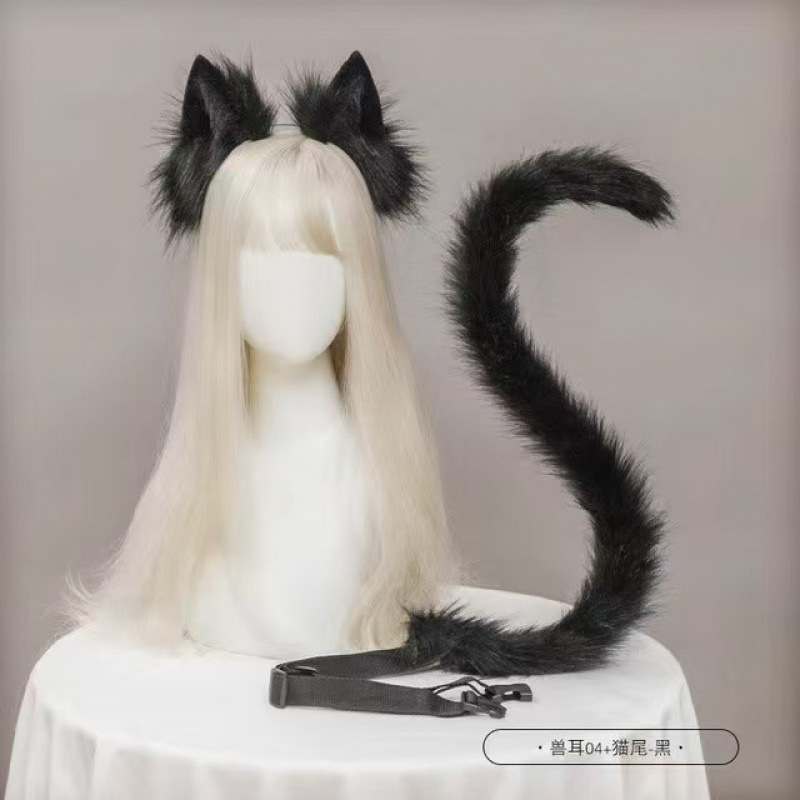 ぬいぐるみ獣耳アクセサリーセット猫耳ヘアバンド猫耳オオカミ耳帽子オオカミテールオオカミフレンズ|undefined