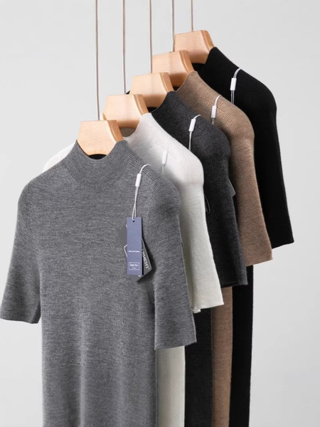 Woolen knitted body-friendly short sleeve T-shirt