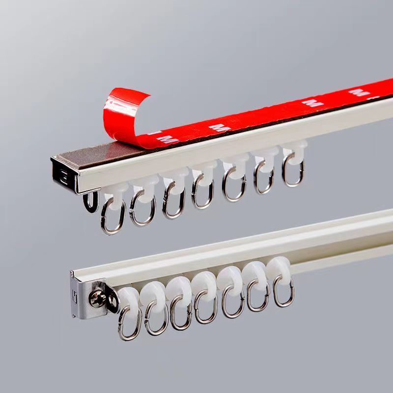 Curtain track for installation without drilling, straight track, nano silent sliding rail, guide rail, sliding track, self-adhesive sheer curtain