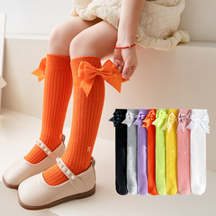 Children's Cotton Socks with Candy Color for Autumn/Winter 2023, Princess Butterfly Bow Pile Socks for Baby Legs