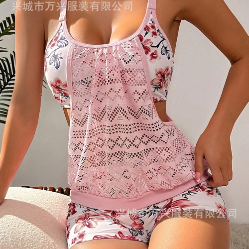 2025 Tankini Split Swimsuit, Slimming Straps, Four-Corner Shorts, Conservative Women's Swimwear
