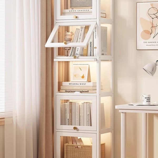 Display Cabinet Bookshelf Corner Bookcase Small Old Cabinet Dustproof Storage Rack Living Room Floor-Standing Corner Bag Storage Tω