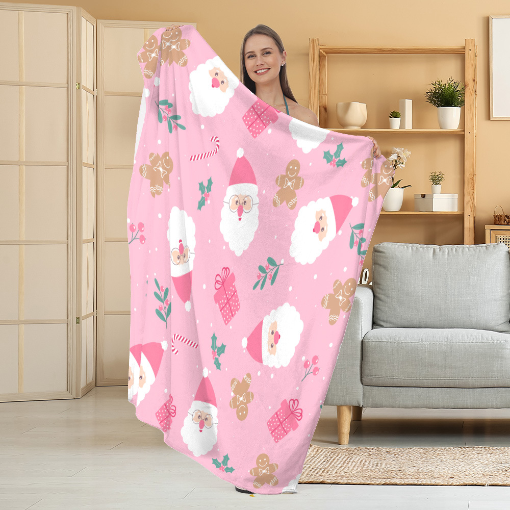 Manta de Franela Festiva con Estampado Navideño, Manta para Siesta, Manta para Aire Acondicionado, Manta Gruesa para Sofá, Manta para Dormitorio
