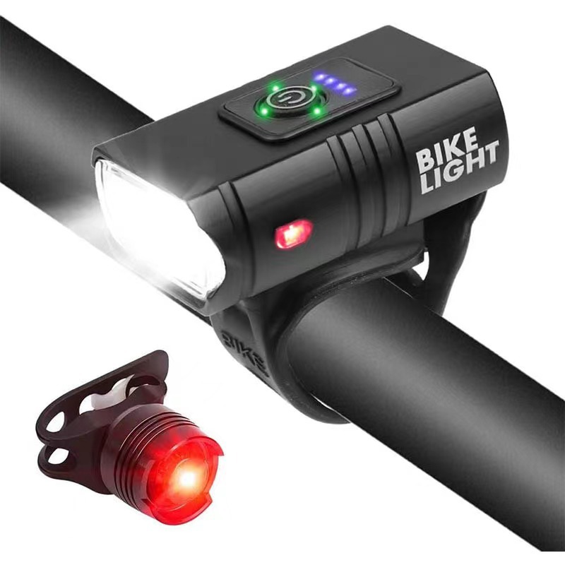 Faro de bicicleta transfronterizo 2 * T6, iluminación de conducción nocturna de aleación de aluminio con carga USB y pantalla electrónica, juego de ciclismo al aire libre