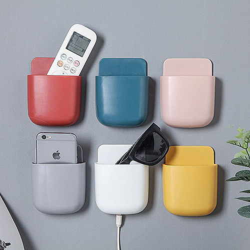 Wall-mounted remote control storage box, seamless attachment wall-mounted mobile phone charging storage box, wall-free punch-free remote control board box