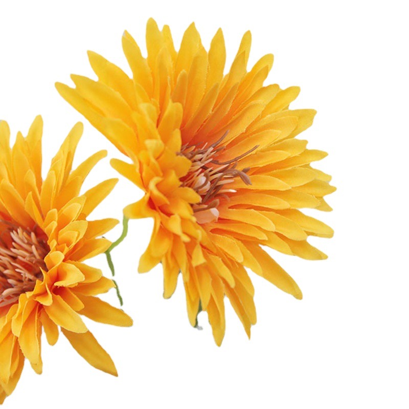 Flor de crisantemo artificial con 5 cabezas, tallo único, crisantemo tipo girasol, decoración para bodas, crisantemo artificial, accesorio para fotografía, venta al por mayor de flores artificiales.