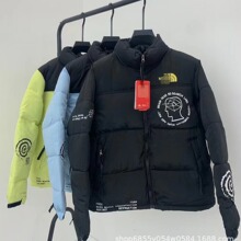 北美1996高版印花款棉服男女同款立领情侣加厚保暖旅行服男士外套