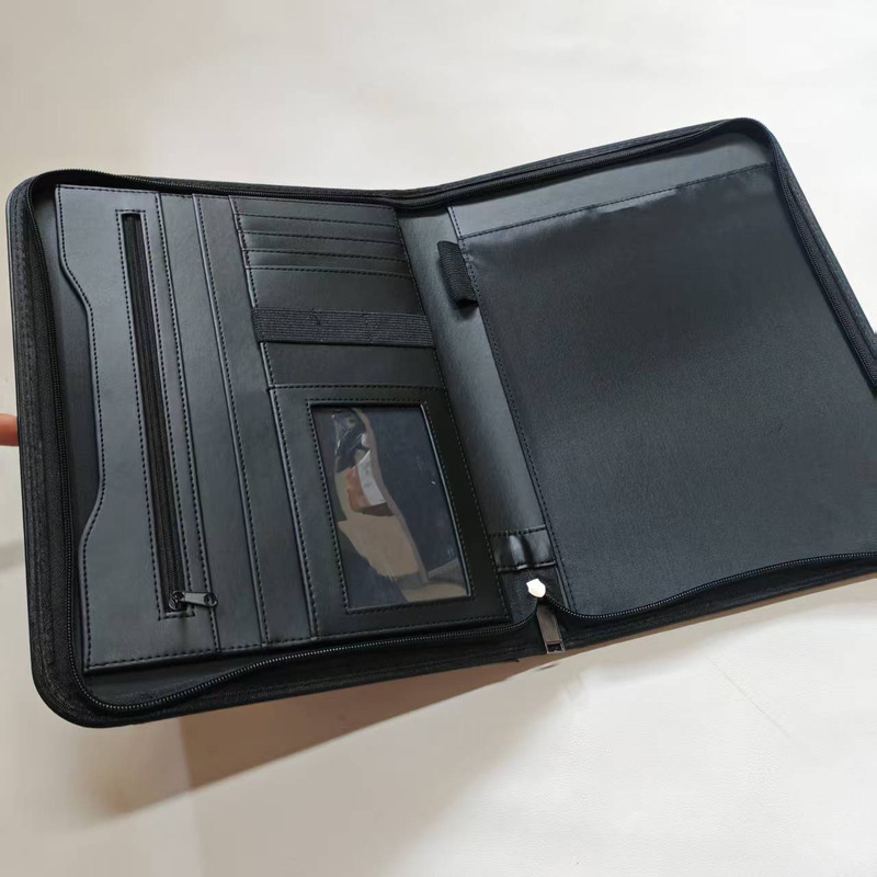 Customized Leather Folder Business Office A4 File Bag Can Hold Tablet Notebook Office Bag Can Add Logo