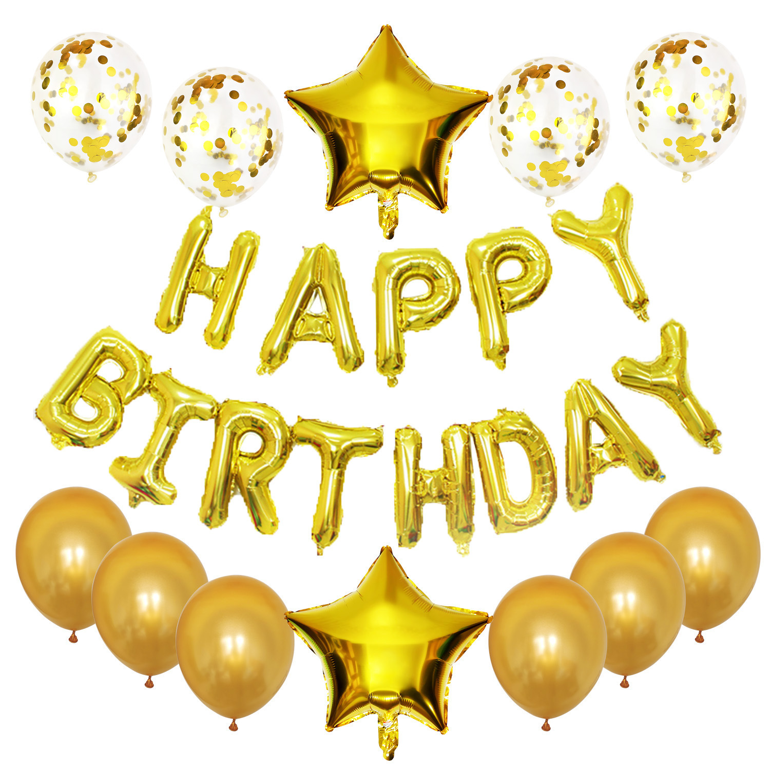 25 unids transfronteriza especial para Feliz cumpleaños traje de globo de aluminio fiesta de cumpleaños decoración arreglo suministros Bola de lentejuelas