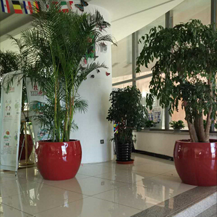 Fiberglass semicircle Ball flower pot simple shopping mall hotel Outdoor Garden Real Estate flower pot degradable suit pots