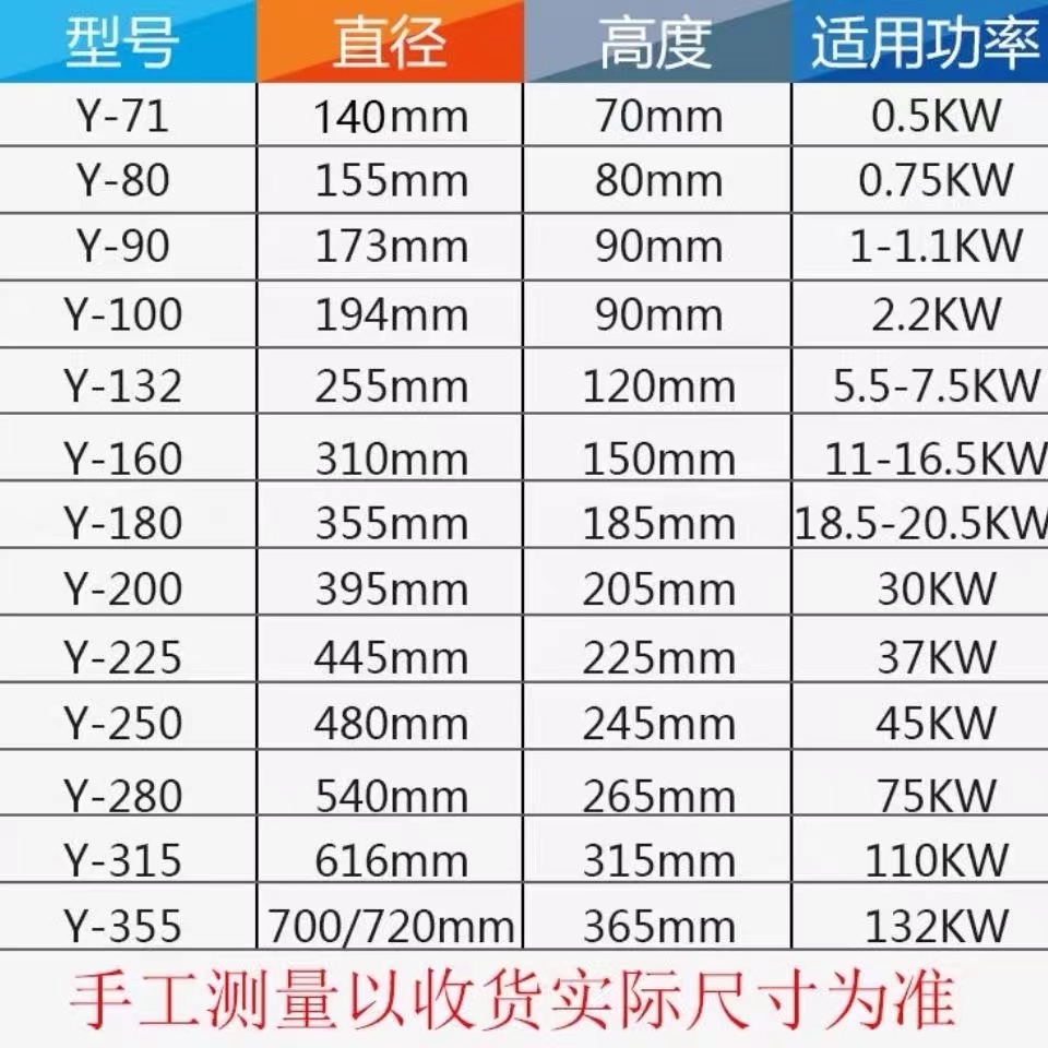 Motor de la serie Y 80 - 315 especificaciones completas motor trifásico campana campana campana acessorios de motor