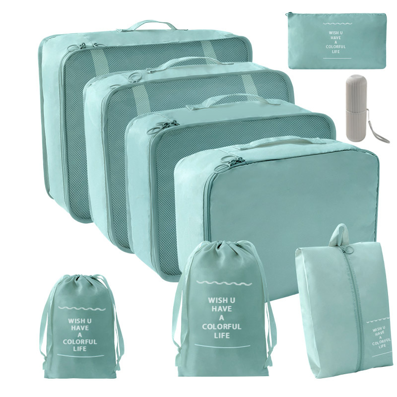 레이크 블루 베젤 9 피스 세트 [7 피스 세트 + 작은 가방 + 워시 컵]