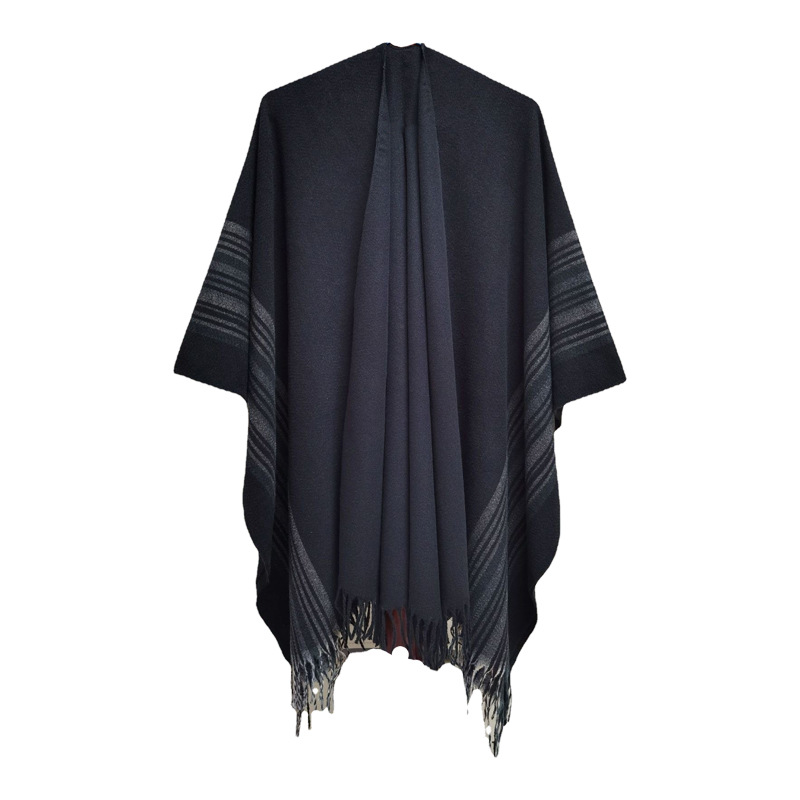 Women's Simple Style Stripe Polyester Tassel Shawl display picture 4