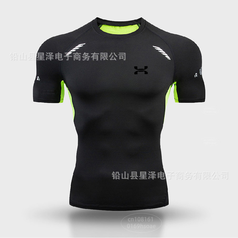 クロスボーダー運動レオタード男半袖tシャツ訓練服バスケットボールランニング高弾通気圧縮底速乾服|undefined
