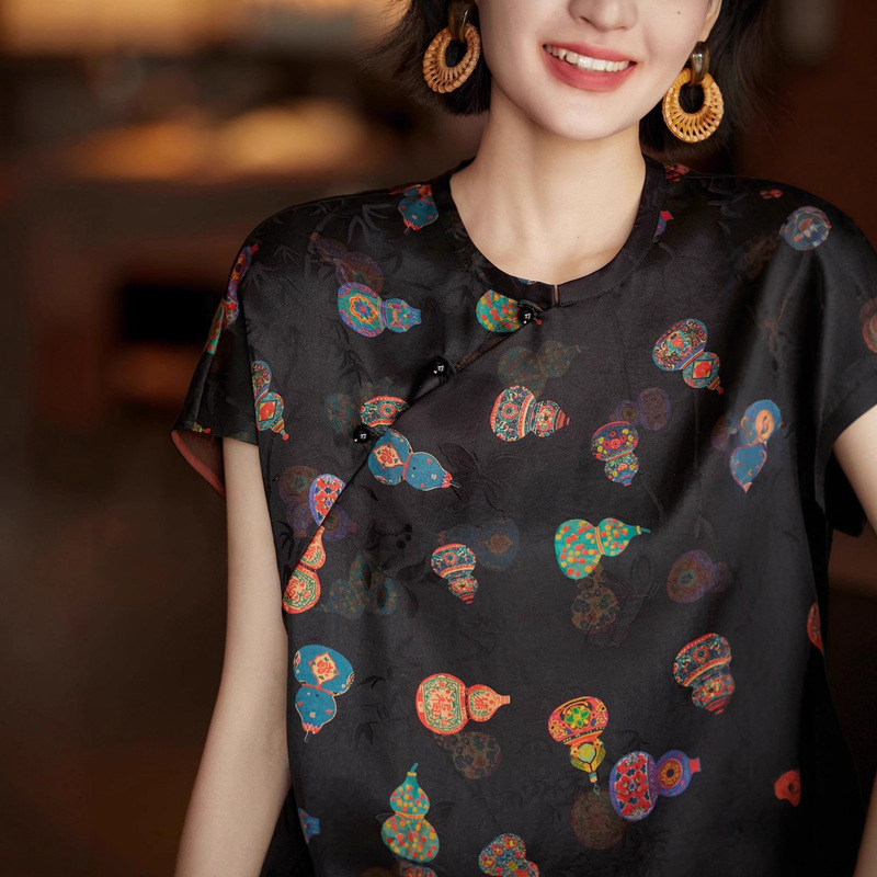 宝葫藏珍•东方丝韵葫芦印花国风上衣女夏季新款|undefined