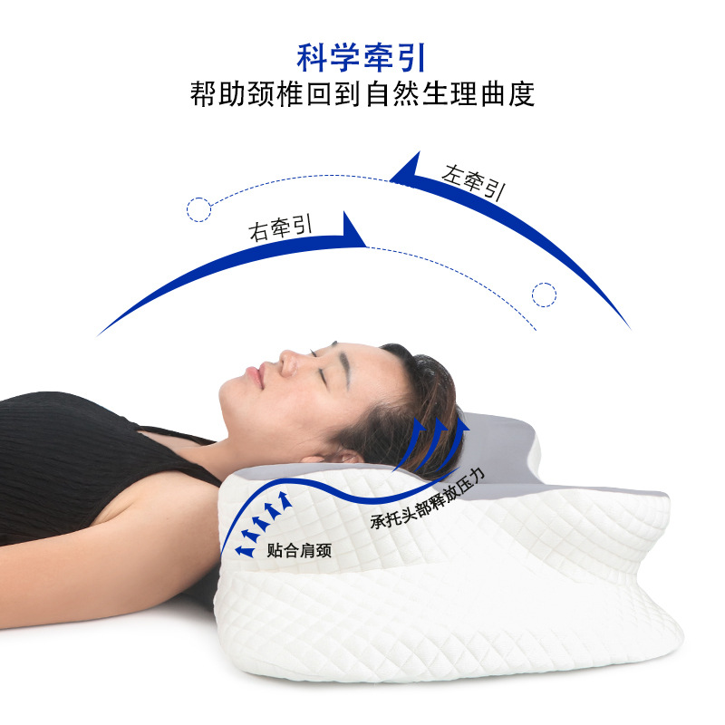 Amazon nueva almohada de memoria de mariposa transfronteriza almohada de memoria de algodón de espina cervical de forma especial almohada de cuello no colapsar almohada de cuello