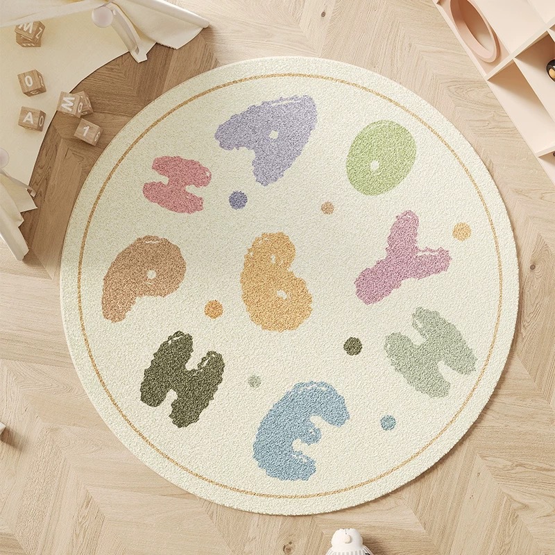 Alfombra de alta densidad de cachemira redonda moderna y simple para la sala de estar de la casa, silla de computadora, alfombra de cama del dormitorio