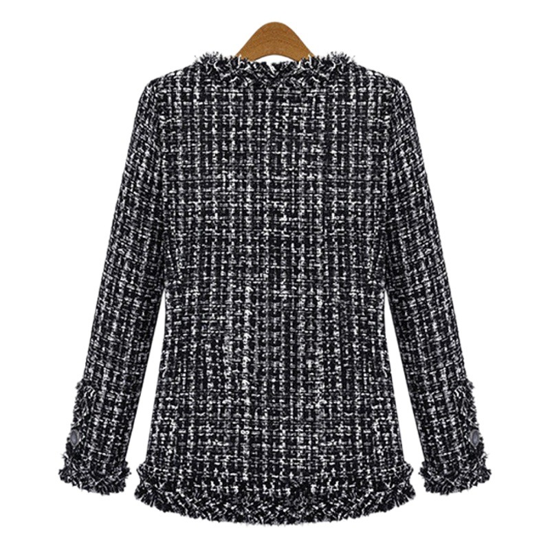 Abrigo de Tweed a Cuadros para Mujer de Poliéster para Otoño e Invierno