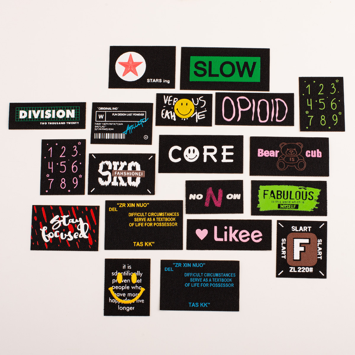 Factory Direct Sales Self-Adhesive Letter Patches in Stock Clothing Accessories down Jacket Phone Case Trendy DIY Decoration Stickers