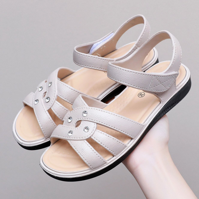 妈妈凉鞋2025夏季新款外穿平底厚底防水软底防滑时尚百搭凉拖女士