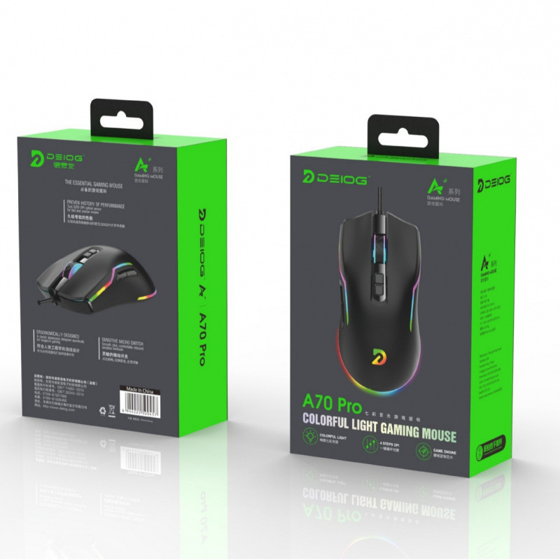 Deyilong A70Pro Wired Mouse Rgb Luminous 7-Key E-Sports Game USB Laptop Desktop