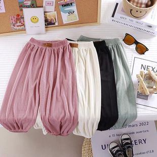 Girls' Anti-Mosquito Pants Summer 2025 New Kidsren's Ice Silk Home Pants Summer Big Kidsren's Women's Loose Pants Summer Wear