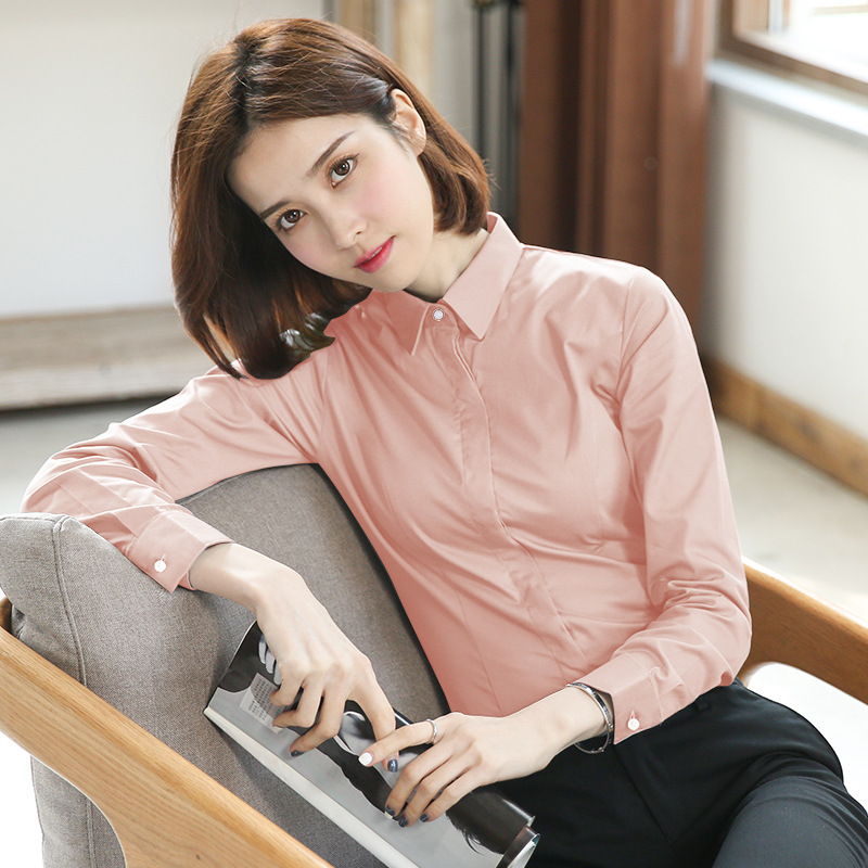 女性用白シャツ、長袖春夏新作、プロフェッショナルスタイルフォーマル作業服、スリムフィット竹繊維レディースインチシャツ|undefined