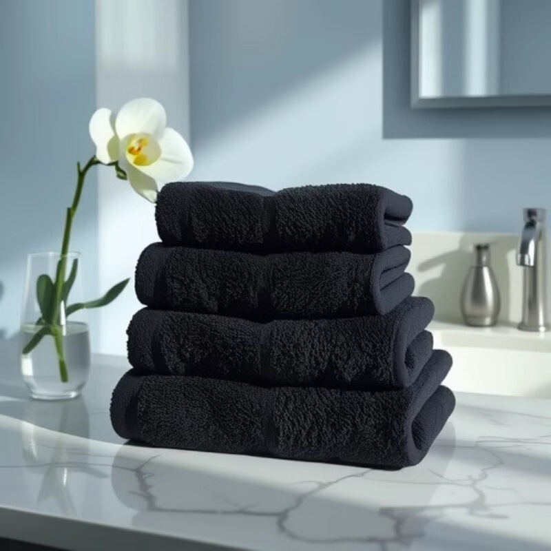 Black Towel Manufacturer Wholesale Creative Gift Advertising Cotton Absorbent Cross-Border Foreign Trade Beach Towel Black Large Bath Towel