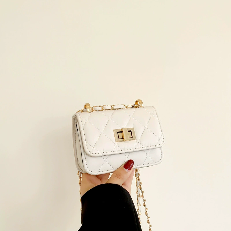 Mini Quilted Shoulder Bag, Small Chain Strap with Turn-Lock, Trendy Spring Accessory
