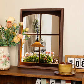 法式田园镜面装饰画窗外镜子摆件画装饰镜空间延伸客厅卧室挂画