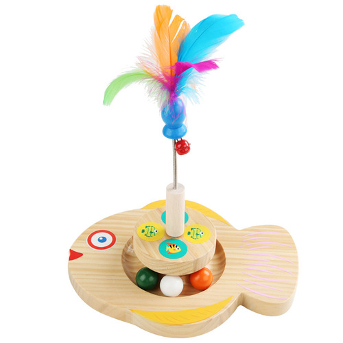 Cross-border wooden pet cat turntable game solid wood turntable ball cat climbing frame toy