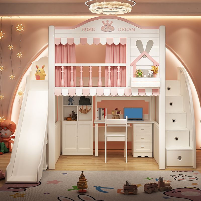 Bed Lower Table High and Low Bed Children's Bed Wardrobe Desk Integrated Elevated Bed Upper and Lower Bed Girl's Small Apartment Combination Bed