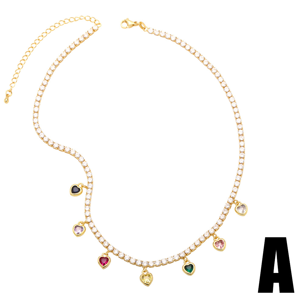 Fashion Copper Heart shape Necklace Zircon Copper Necklaces