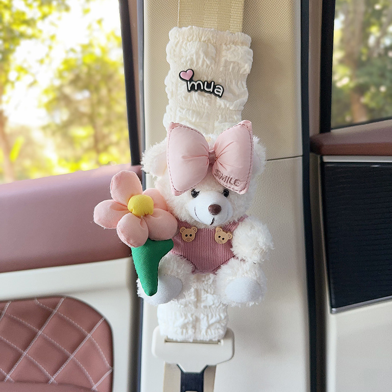Funda Protectora de Peluche para Cinturón de Seguridad de Auto de Poliéster Decorativo Antiestrangulamiento
