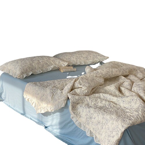 Monica Korean Heavy Industry Quilted Bedspread Set of Four 100% Cotton Flocked Bed Sheet Tatami Mat Summer Cooling Blanket