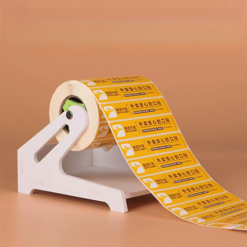 Самоклеящаяся этикетка-полоска для упаковки на вынос, термоэтикетка с защитой от вскрытия, рулон самоклеящейся бумаги для экспресс-доставки