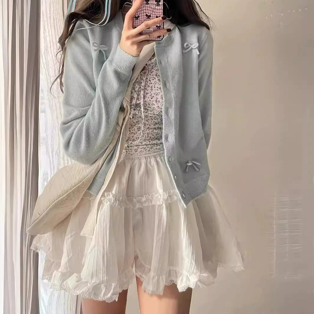 KANING Bancet Sweet Girl трикотажный кардиган женский весенний новый корейский мягкий клейкий топ синий свитер куртка