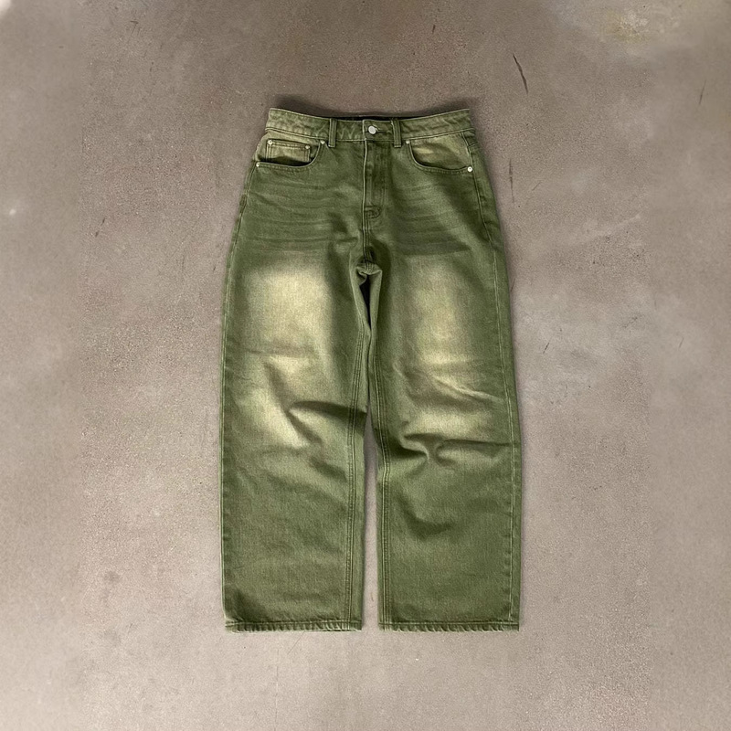 European and American Amazon American Retro Washed Vintage-Style Faux Denim Pants for Women, Loose Straight Wide-Leg Pants, Hip-Hop Gradient Cross-Border European and American Amazon American Retro Washed Vintage-Style Faux Denim Pants for Women, Loose Straight Wide-Leg Pants, Hip-Hop Gradient Cross-Border
