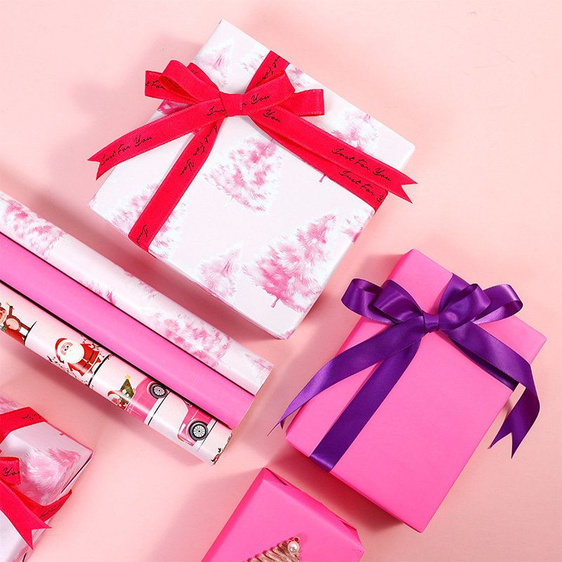 Amazon クロスボーダー新しい大型クリスマスギフト包装紙ピンクギフト包装紙漫画ロール紙|undefined
