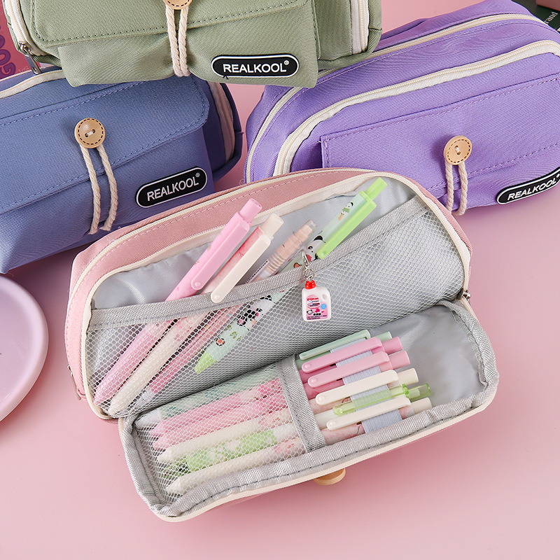 Bolsa de lápiz japonesa de gran capacidad bolsas de lápiz de alta calidad caja de papelería estudiantes bolsas de papelería multifuncionales fábrica al por mayor