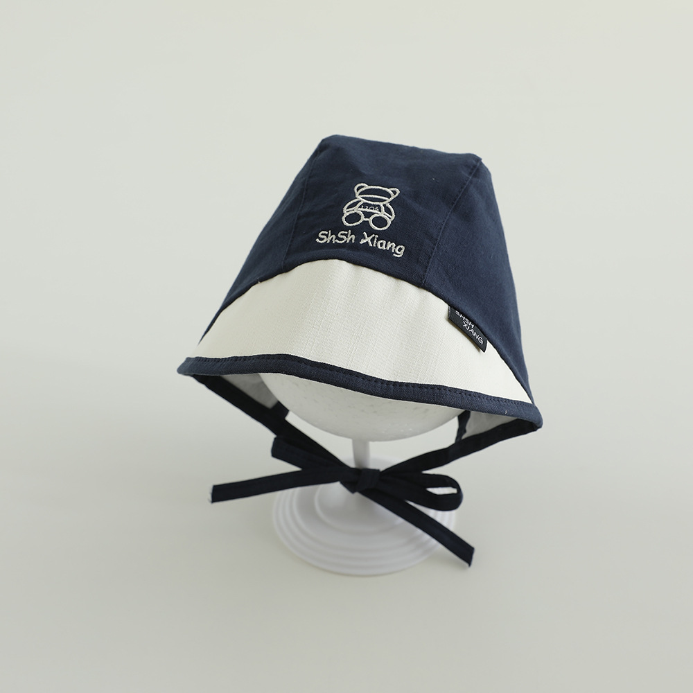 Sombrero coreano para bebés primavera y otoño delgado lazos letras baojou sombrero de corte sombrero de sombrero de abrigo recién nacido puerta de chimenea sombrero de marea